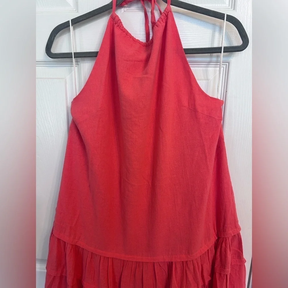 NWOT FREE PEOPLE, Somewhere Sunny Drop Waist Maxi, Large in Radiant (Coral) - Picture 6 of 9